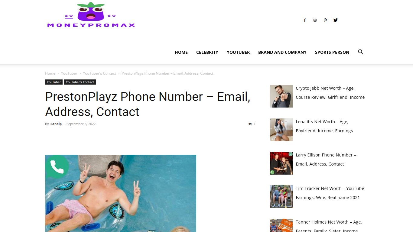 PrestonPlayz Phone Number - Email, Address, Contact